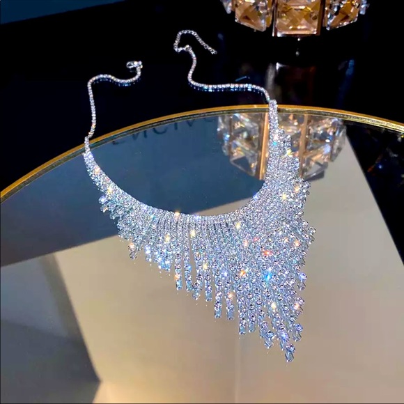 Crystal Tassel Glam Necklace - Picture 3 of 3